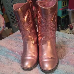 Metallic Pink Women's Western Ankle Boots